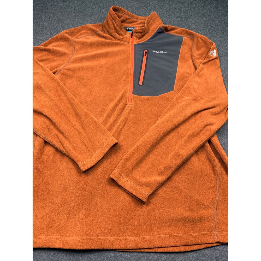 Eddie Bauer First Ascent Mens T2XL Orange Fleece Quarter Zip Pullover Jacket